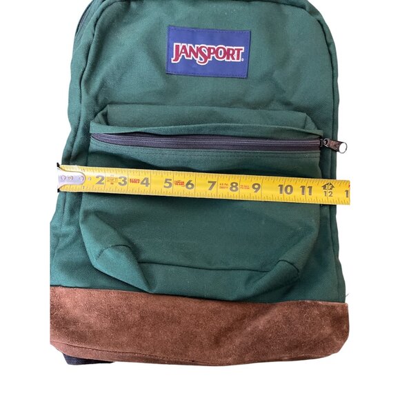 Vintage Jansport Hunter Green Backpack With Suede Bottom & Front Pocket - Picture 10 of 10